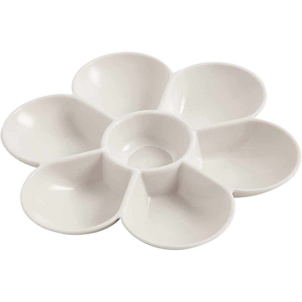 Flower Shape Plastic Artists Large Palette With 7 Wells For Painting 17.5 cm - Home - Crafts