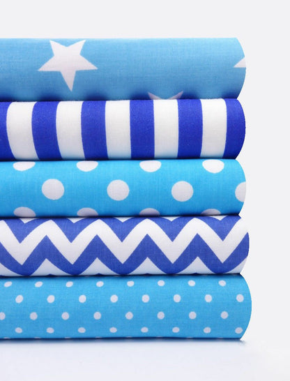 Geometric Fabric Bundles Fat Quarters Polycotton Material Stars Spots Craft - BLUE - Home - Crafts