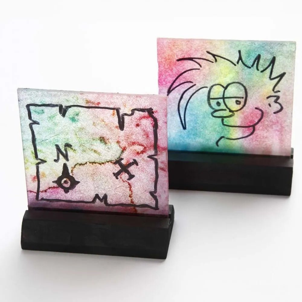 Glass Plate with Wooden Holder Smooth Edges Perfect Handmade Gift Trophy