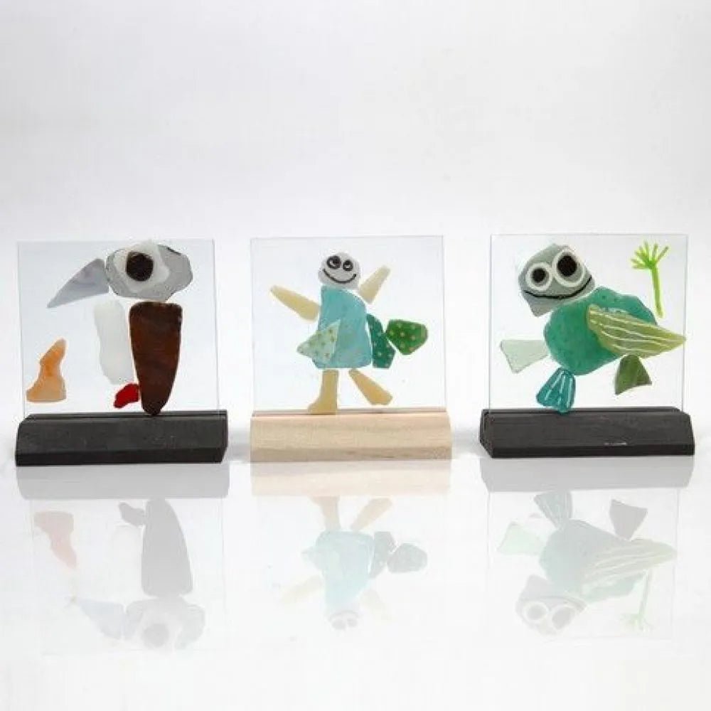 Glass Plate with Wooden Holder Smooth Edges Perfect Handmade Gift Trophy