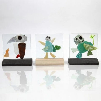 Glass Plate with Wooden Holder Smooth Edges Perfect Handmade Gift Trophy