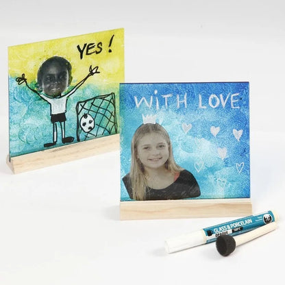Glass Plate with Wooden Holder Smooth Edges Perfect Handmade Gift Trophy