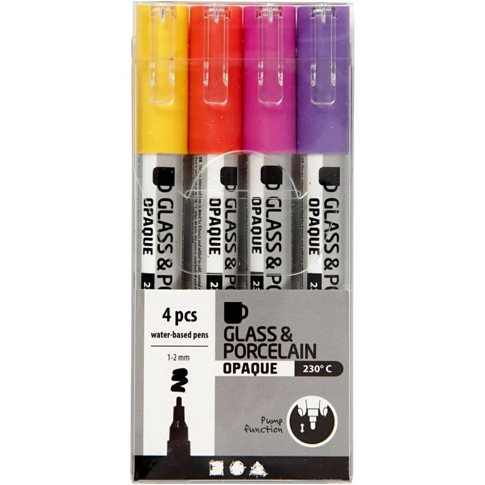 Glass Porcelain Pens Semi-Opaque Water-Based Pump-Action 1-2mm 4/12packs