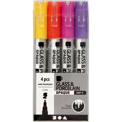 Glass Porcelain Pens Semi-Opaque Water-Based Pump-Action 1-2mm 4/12packs