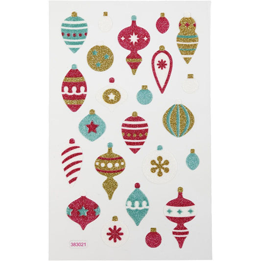 Glitter Stickers Sheet Christmas Ornaments 10x16cm Self-Adhesive