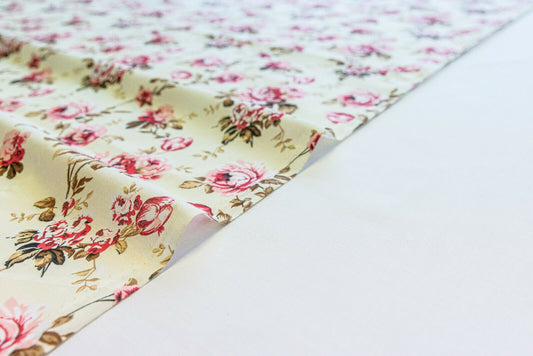 Grace Pink Shabby Chic Polycotton Floral Fabric - Home - Crafts