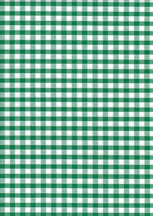 Green Gingham Polycotton 1/4" Checked Fabric Select Size 112cm Wide - Home - Crafts