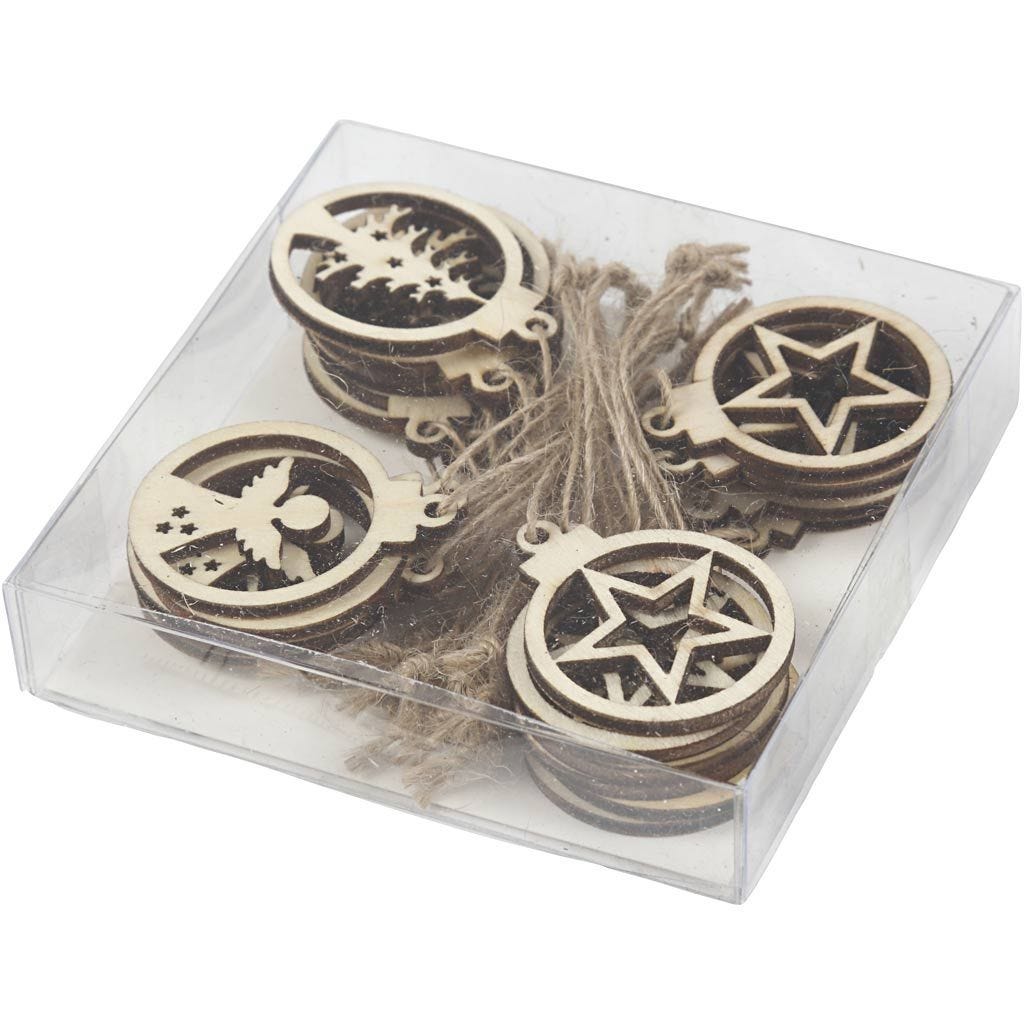 Hanging Christmas Ornament Wooden Jute String 3cmx2.7mm 24-Pack