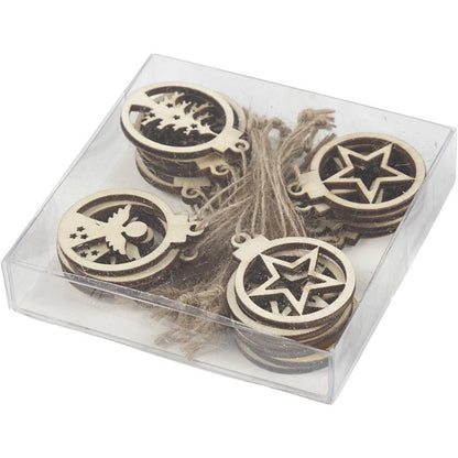 Hanging Christmas Ornament Wooden Jute String 3cmx2.7mm 24-Pack