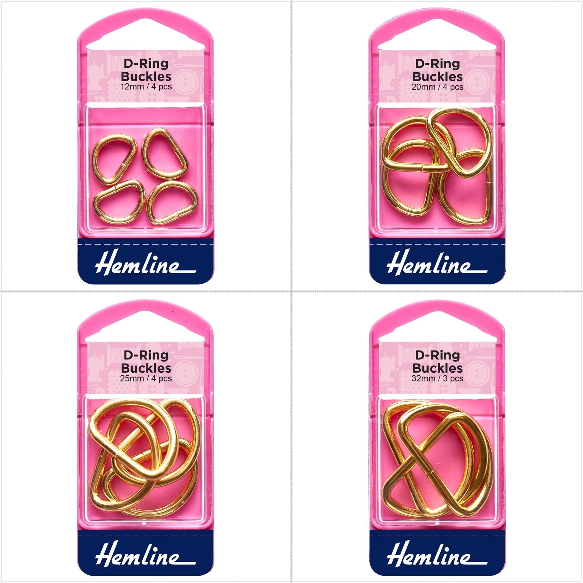 Hemline D Shaped Gold Rings Assortment Macramé Bag Making Crafts - Select Size - Home - Crafts