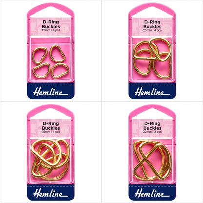 Hemline D Shaped Gold Rings Assortment Macramé Bag Making Crafts - Select Size - Home - Crafts
