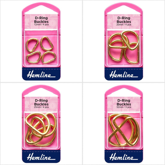 Hemline D Shaped Gold Rings Assortment Macramé Bag Making Crafts - Select Size - Home - Crafts