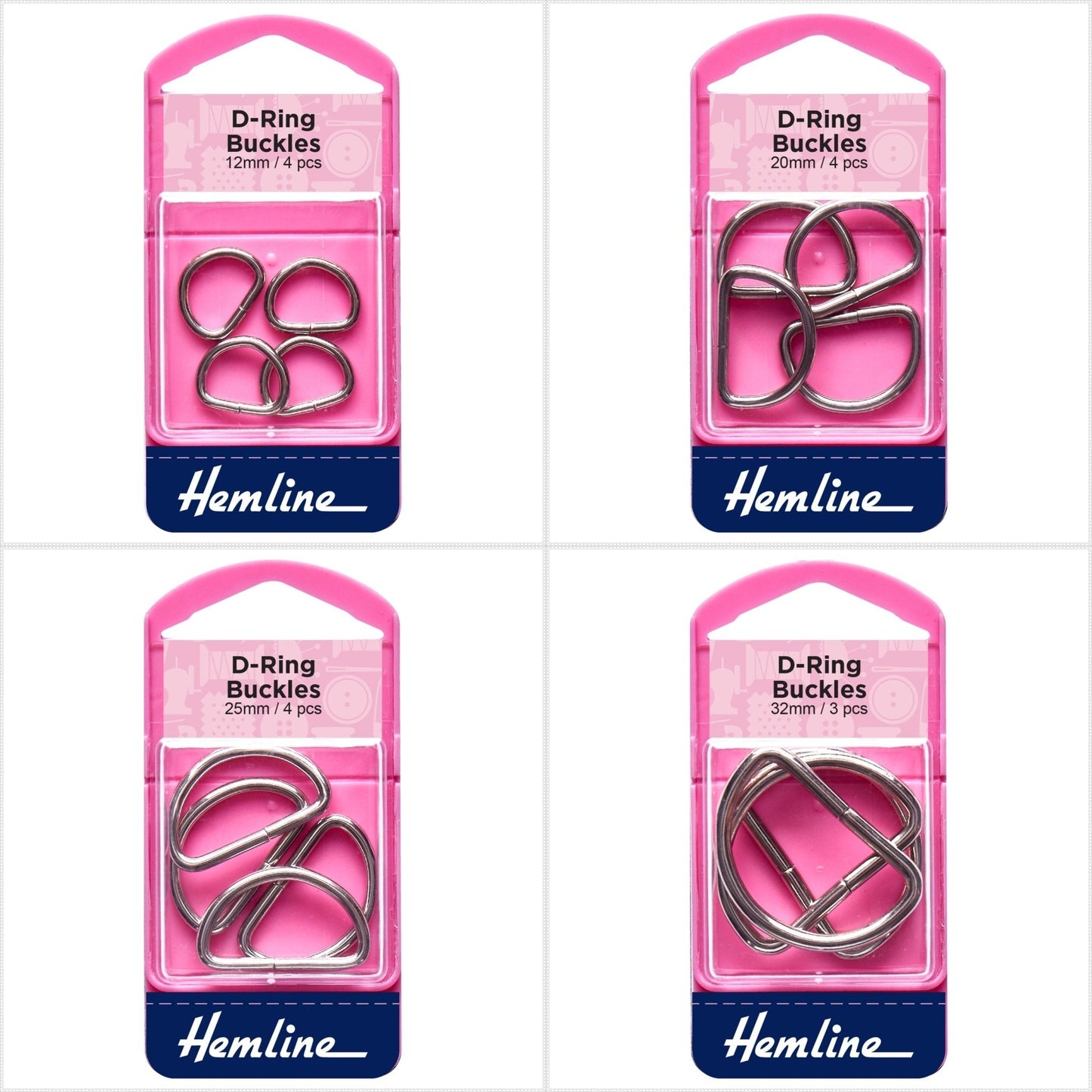 Hemline D Shaped Nickel Rings Assortment Macramé Bag Making Crafts - Select Size - Home - Crafts