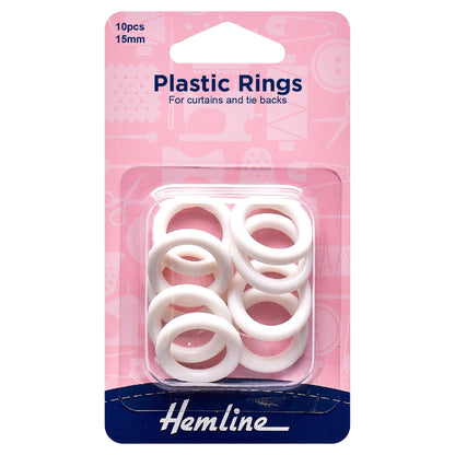 Hemline Plastic White Curtain Rings Assortment Macramé Crafts - Select Size - Home - Crafts