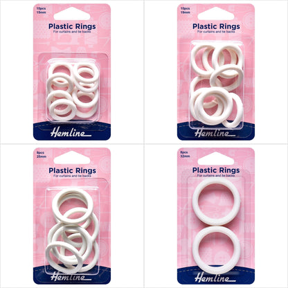 Hemline Plastic White Curtain Rings Assortment Macramé Crafts - Select Size - Home - Crafts