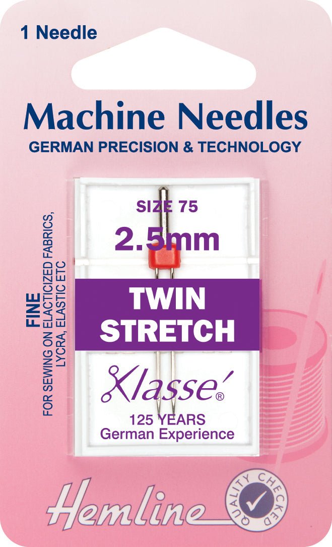 Hemline Sewing Machine Needles Ball Point Twin Stretch - 2.5mm - Home - Crafts