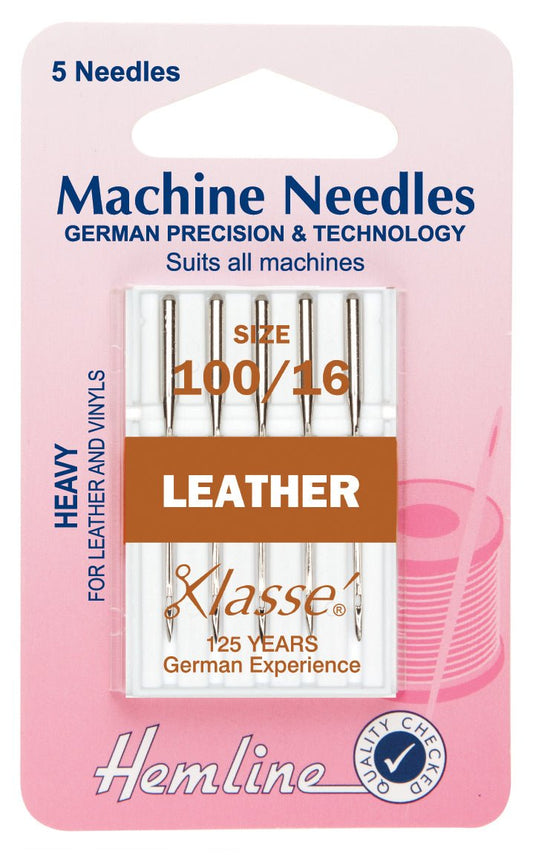 Hemline Sewing Machine Needles Leather Heavy - 100/16 - Home - Crafts
