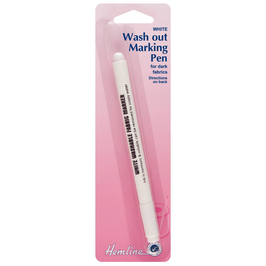 Hemline White Water Soluble Fabric Pen Markers Hand Sewing Haberdashery - Home - Crafts