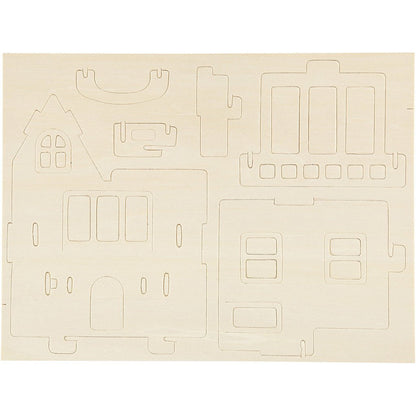 House with Balcony Plywood 3D Construction Kit Toys Children Decoration Crafts 15.8x17.5x19.5 cm - House With Balcony - Home - Crafts