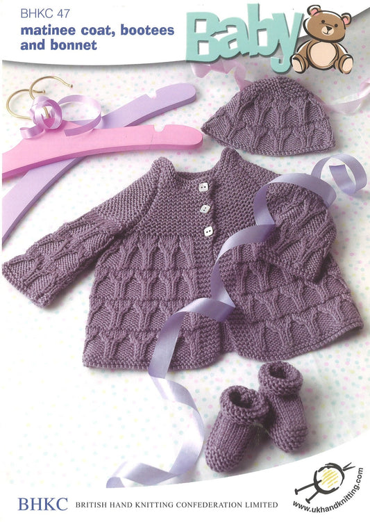 Knitting Pattern Matinee Coat Bootees Bonnet Wool Baby Items 25 - 46 cm 10 - 18 inch - Home - Crafts