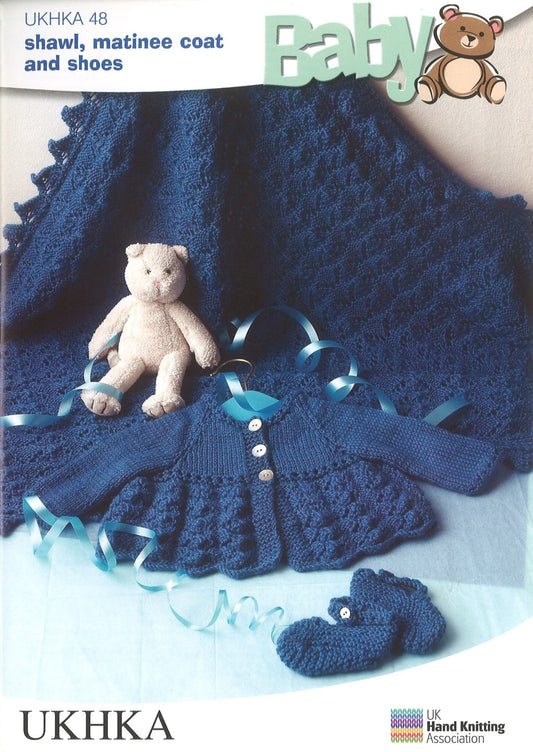 Knitting Pattern Shawl Matinee Coat Shoes 0 to 1 Years 36 - 46 cm 14 - 18 inches - Home - Crafts