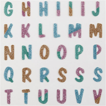 Letters Glitter Stickers Sheet 10x16cm Sparkly Self-Adhesive Punched Greeting Cards Gift Tags