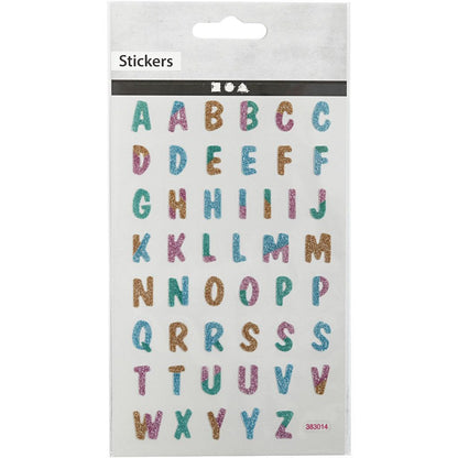 Letters Glitter Stickers Sheet 10x16cm Sparkly Self-Adhesive Punched Greeting Cards Gift Tags
