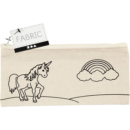 Light Natural Colour Unicorn Print Motif Cotton Pencil Case For Storage 245 g/m2 - Home - Crafts