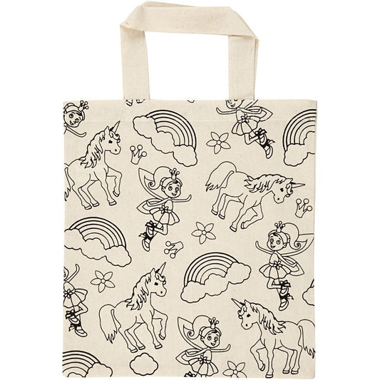 Light Natural Colour Unicorn Print Motif Cotton Shopping Bag For Storage 135g/m2 - Home - Crafts