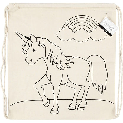 Light Natural Colour Unicorns Print Motif Cotton Drawstring Bag Storage 110 g/m2 - Home - Crafts