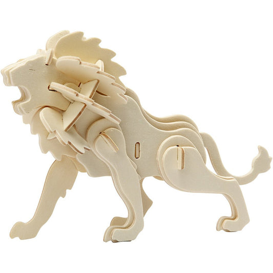 Light Wood 3D Construction Figure Kit Toys Decoration Crafts 18.5x7x7.3cm - Lion - Home - Crafts