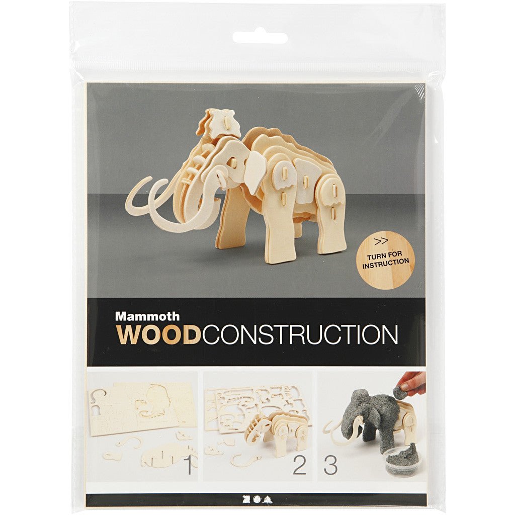 Light Wood 3D Construction Figure Kit Toys Decoration Crafts 19x8.5x11cm - Mammoth - Home - Crafts