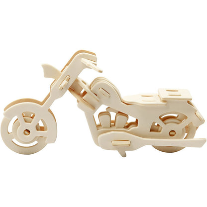 Light Wood 3D Construction Figure Kit Toys Decoration Crafts 19x9x9cm - Motorbike - Home - Crafts