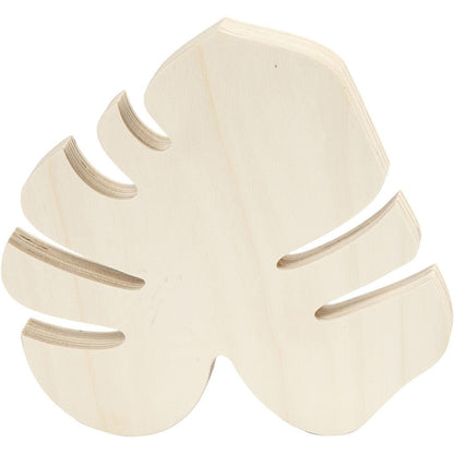 Light Wood Carved Monstera Leaf Decoration Crafts W: 20 cm H: 19 cm - Home - Crafts