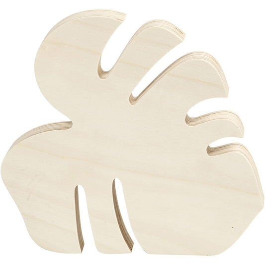 Light Wood Carved Monstera Leaf Decoration Crafts W: 20 cm H: 19 cm - Home - Crafts