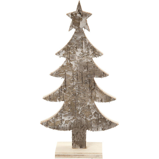 Light Wood Christmas Tree With Foot Decoration Crafts W: 9 cm H: 18 cm - Home - Crafts