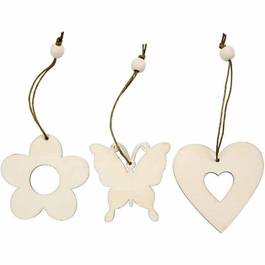 Light Wood Flower Butterfly Heart Shaped Ornaments Decoration Craft - Home - Crafts
