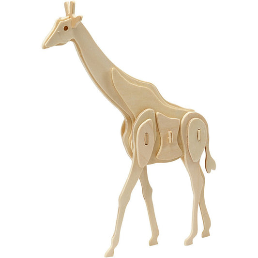 Light Wood Giraffe 3d Construction Figure Kit Toys Decoration Crafts 20x4.2x25cm - Wooden Miniature - Home - Crafts
