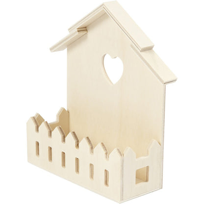 Light Wood House Shaped Shelf Hanging Decoration Crafts 16.5x13x5.5 cm - Home - Crafts