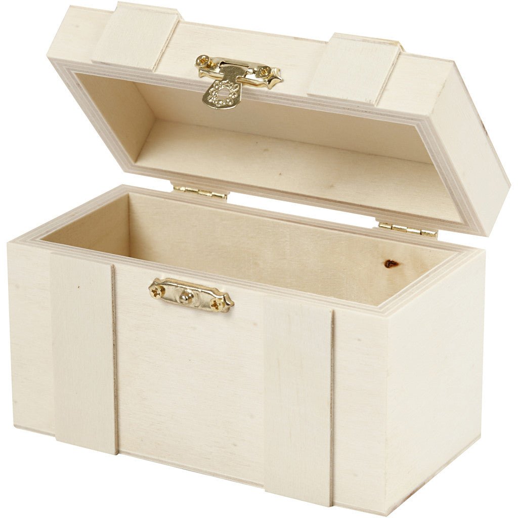 Light Wood Jewellery Storage Box Treasure Chest With Metal Lock Decoration Crafts - Home - Crafts