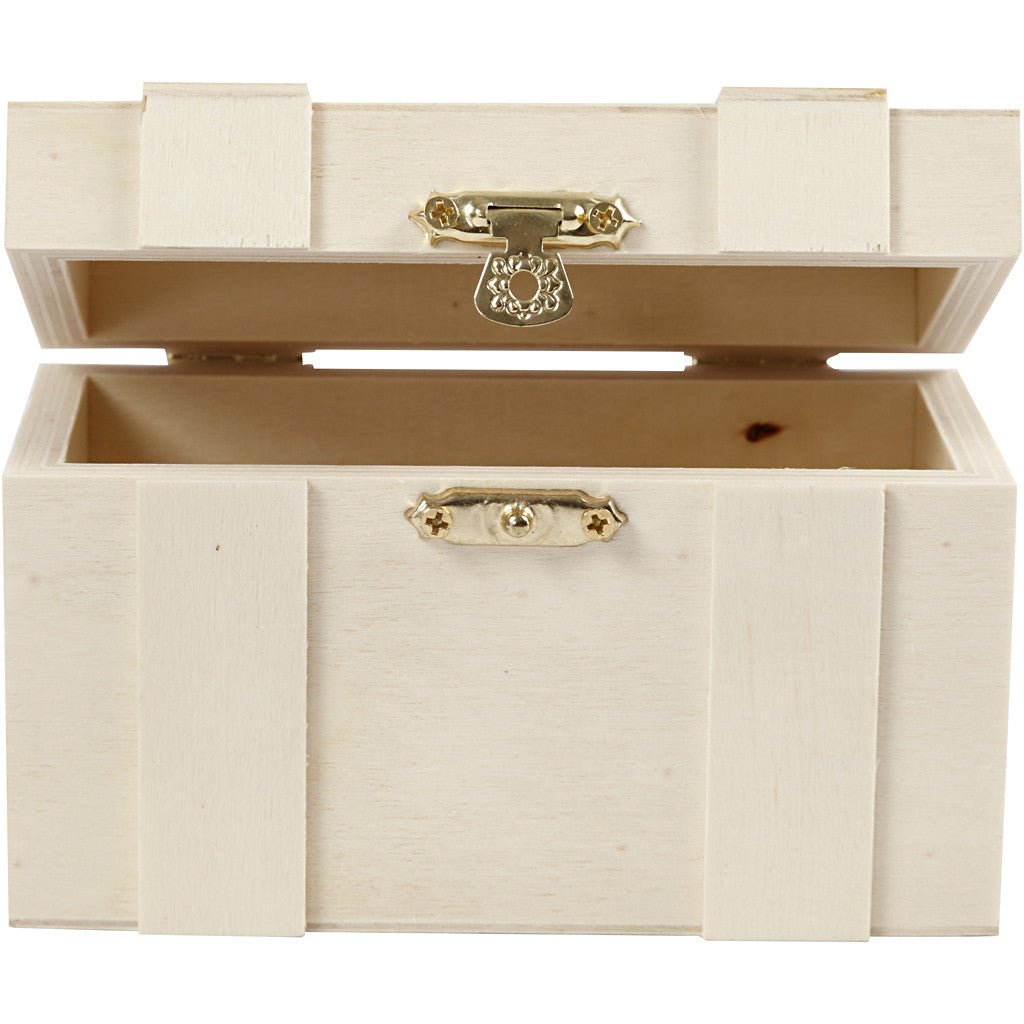 Light Wood Jewellery Storage Box Treasure Chest With Metal Lock Decoration Crafts - Home - Crafts