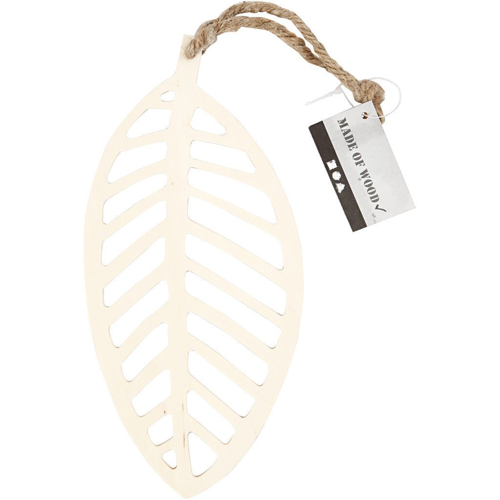 Light Wood Long Leaf With String Hanging Decoration Crafts H: 20 cm W: 9.5 cm - Home - Crafts