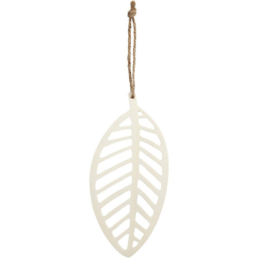 Light Wood Long Leaf With String Hanging Decoration Crafts H: 20 cm W: 9.5 cm - Home - Crafts