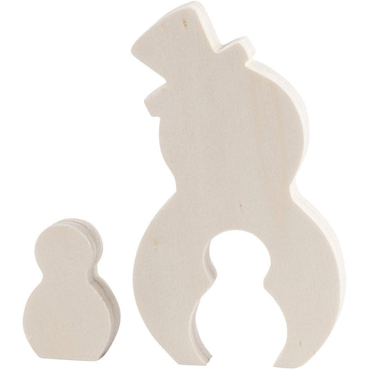 Light Wood Motifs 2 - In - 1 Decoration Figures Crafts D: 1.2 cm - Snowmen - Home - Crafts