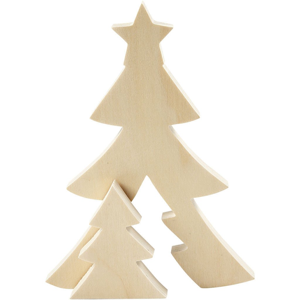Light Wood Motifs 2 - In - 1 Decoration Figures Crafts D: 2 cm - Christmas Trees - Home - Crafts