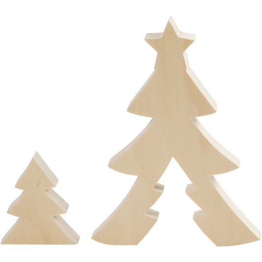 Light Wood Motifs 2 - In - 1 Decoration Figures Crafts D: 2 cm - Christmas Trees - Home - Crafts