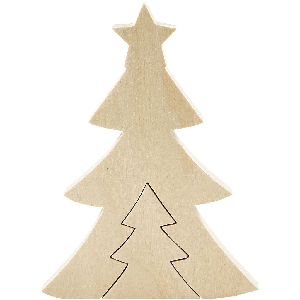 Light Wood Motifs 2 - In - 1 Decoration Figures Crafts D: 2 cm - Christmas Trees - Home - Crafts