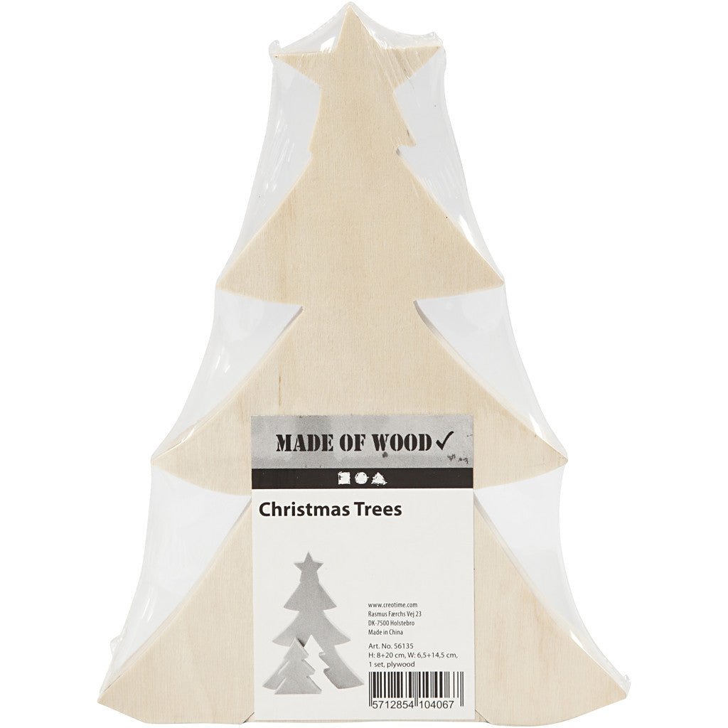 Light Wood Motifs 2 - In - 1 Decoration Figures Crafts D: 2 cm - Christmas Trees - Home - Crafts