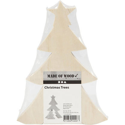 Light Wood Motifs 2 - In - 1 Decoration Figures Crafts D: 2 cm - Christmas Trees - Home - Crafts