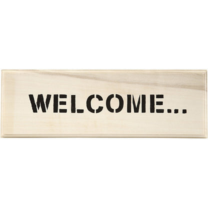 Light Wood Oblong Sign With Metal Mount Hanging Decoration Crafts 10x30x1 cm - Home - Crafts